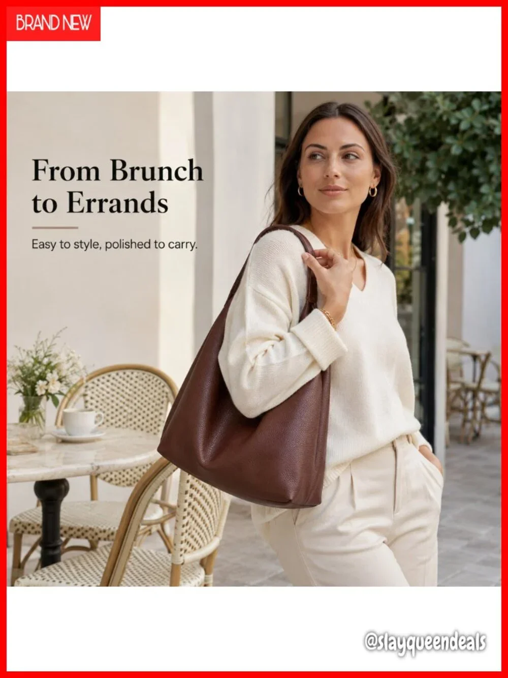 2-Piece Vegan Leather Hobo Tote with Zip Pouch for Women